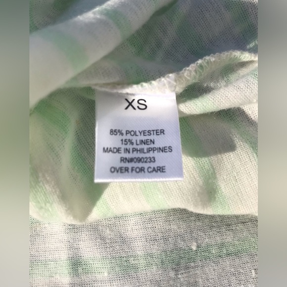 NWOT Nollie Off-White, Sea Foam, & Periwinkle Striped Cuff-Sleeve Linen Tee - XS - Picture 5 of 6